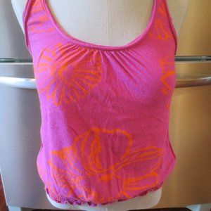 AMERICAN EAGLE Hot Pink & Orange Floral Shirt Top / S Small Cotton / Super Soft